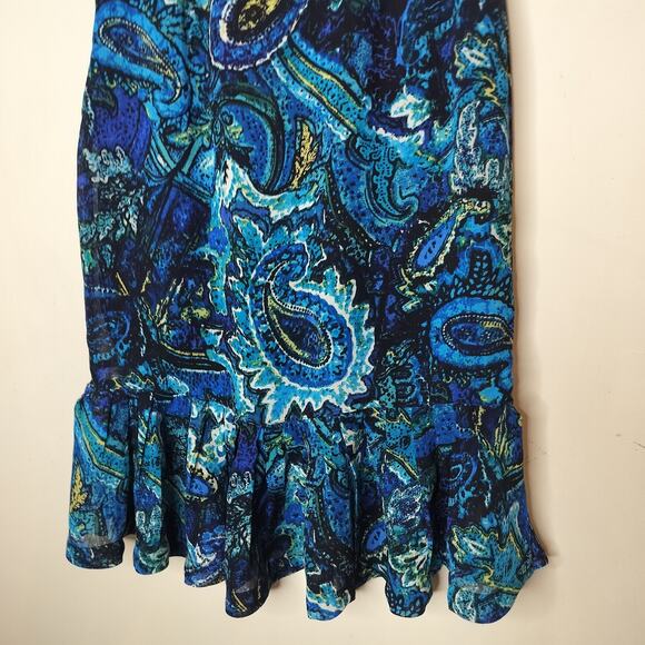 Chico's Design Paisley Skirt Flounce Hem Midi Rayon - Picture 8 of 10
